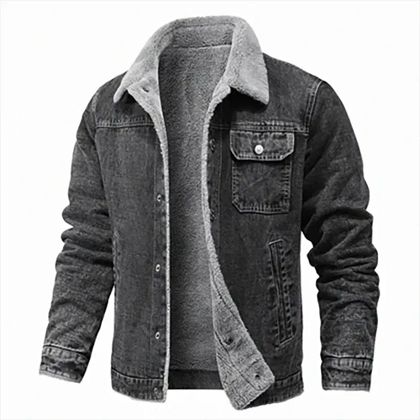 Men's Warm Denim Windbreaker Jacket @chichicmart