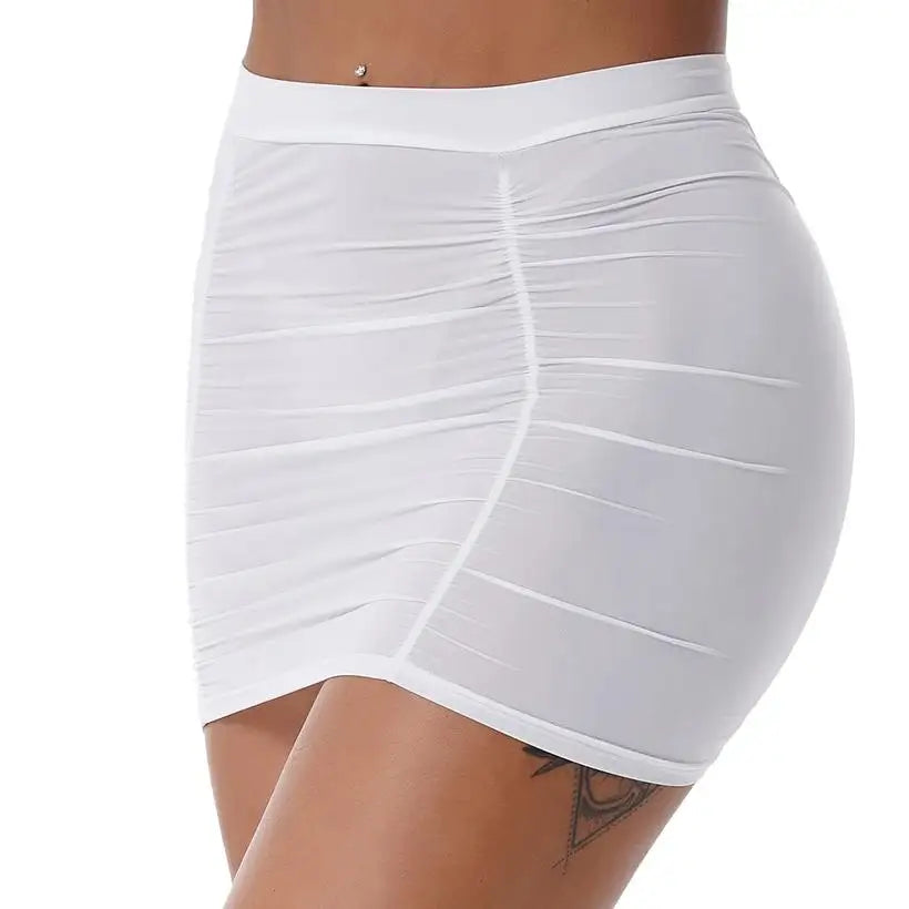 Mid Waist Stretchy Shirring Mini Skirt @chichicmart