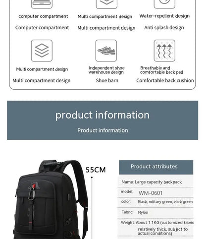 Outdoor Backpack with USB Port for Men @chichicmart