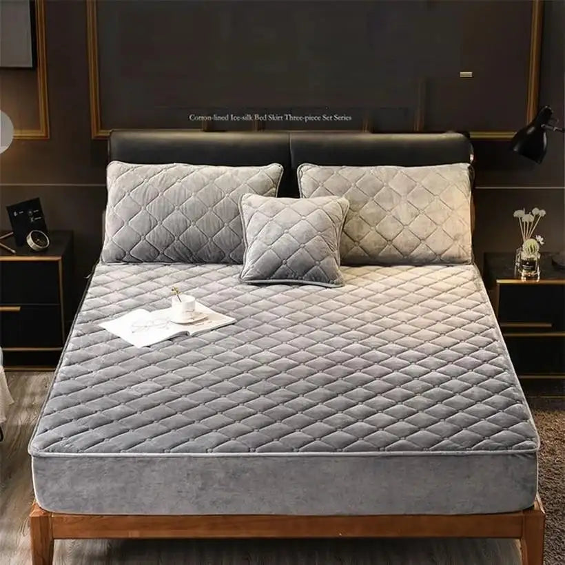 Plush Quilted Thick Warm Mattress Cover @chichicmart