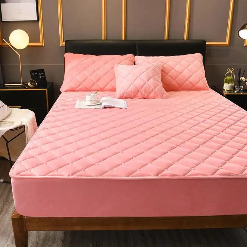 Plush Quilted Thick Warm Mattress Cover @chichicmart