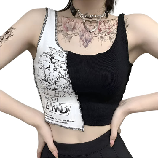 Punk Style Patchwork Tank Tops @chichicmart