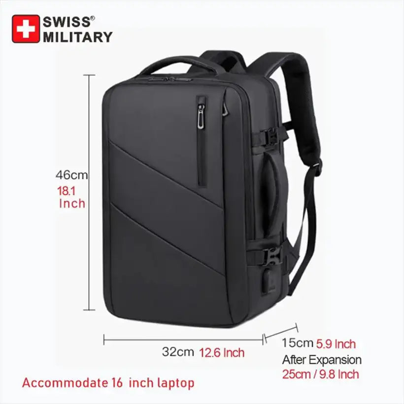 SWISS Military Backpack, Waterproof USB Backpack @chichicmart