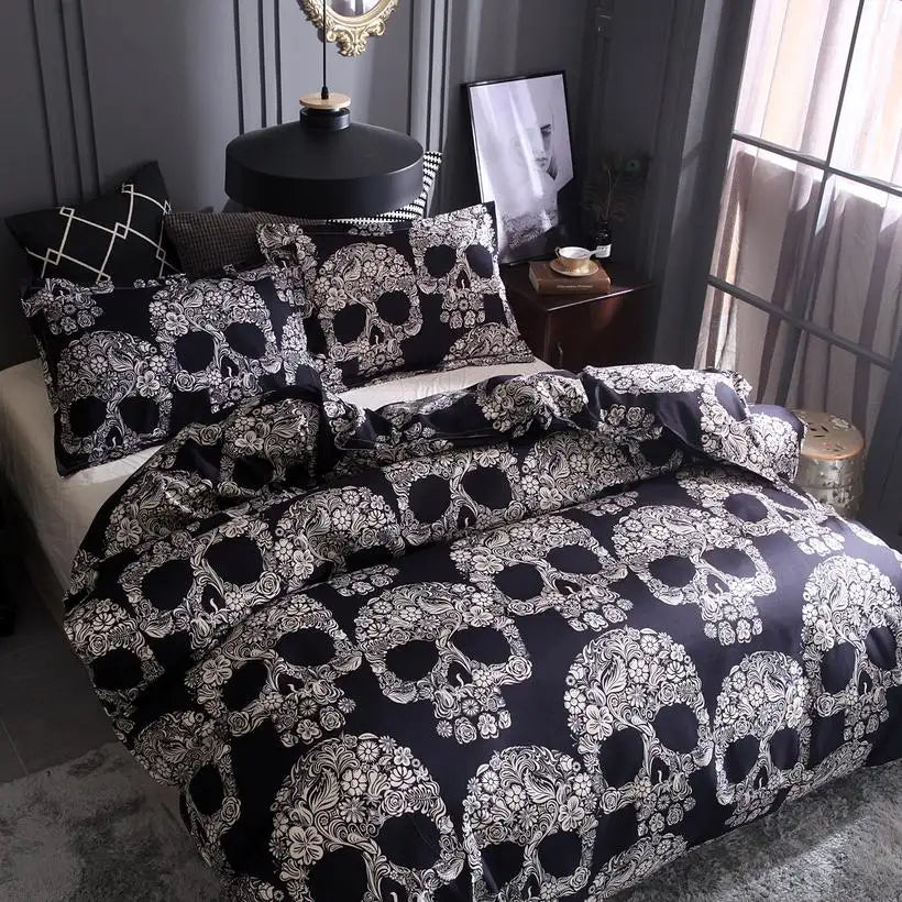 Sofa with skull patterned cover in a room setting