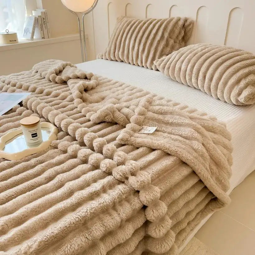 Thickened Striped Multifunctional Blankets @chichicmart