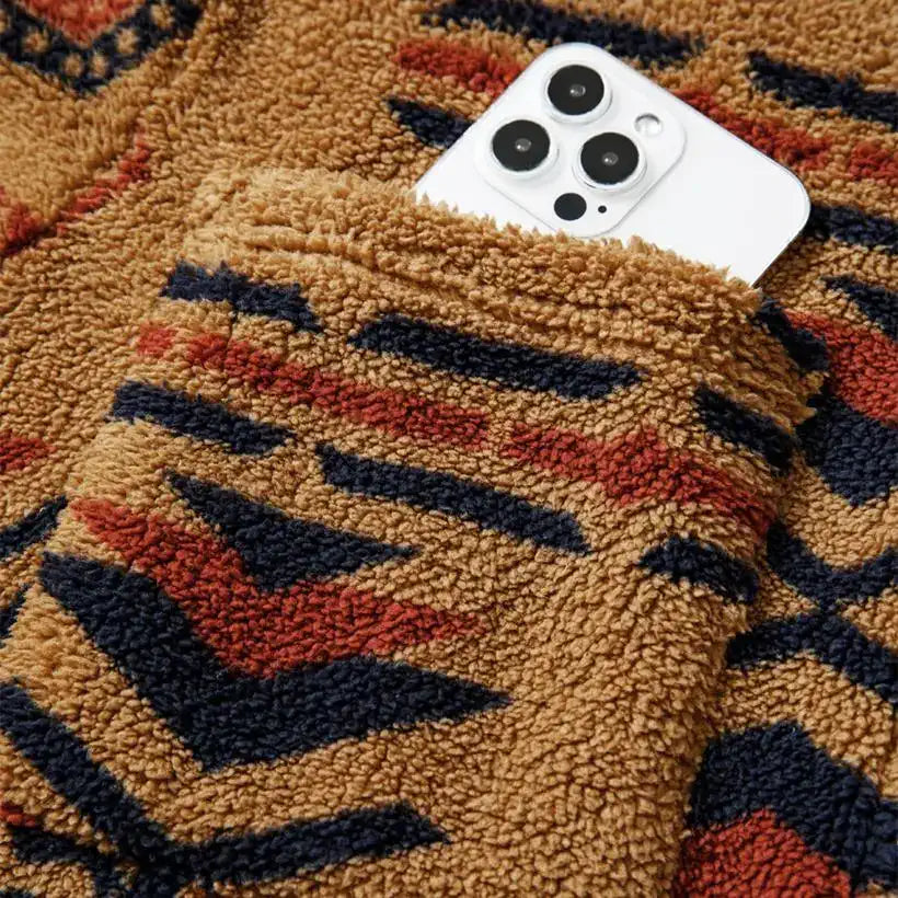 Women's Loose Pockets Totem Printed Cardigan Jacket @chichicmart