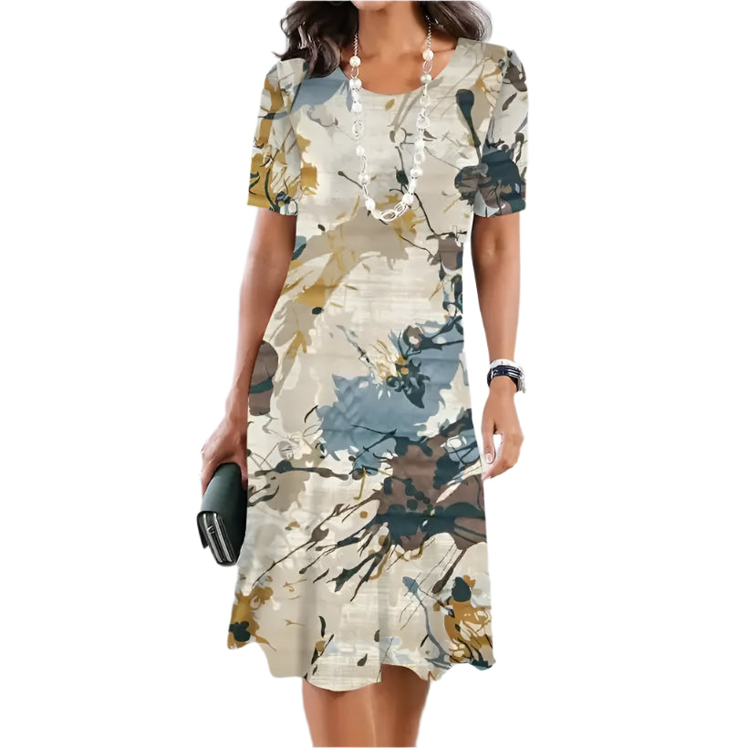 Women's 3D Print Retro Loose Pullover Dress @chichicmart