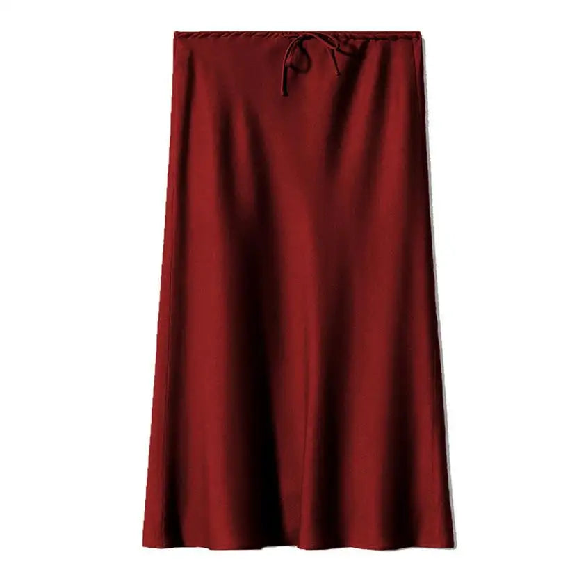 Women's High-Waisted Satin Maxi Skirt @chichicmart