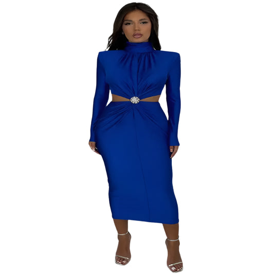 Women's Hollow-Out Turtleneck Maxi Dress @chichicmart