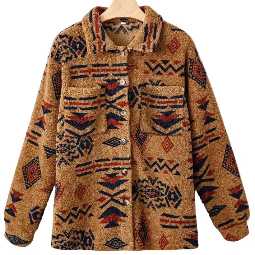 Women's Loose Pockets Totem Printed Cardigan Jacket @chichicmart