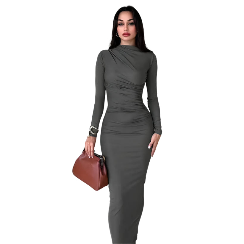 Women's Ruched Long Sleeve Bodycon Dress @chichicmart