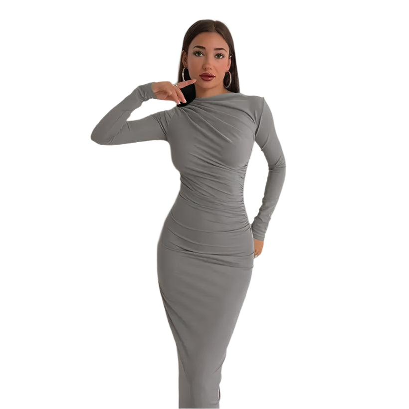 Women's Ruched Long Sleeve Bodycon Dress @chichicmart
