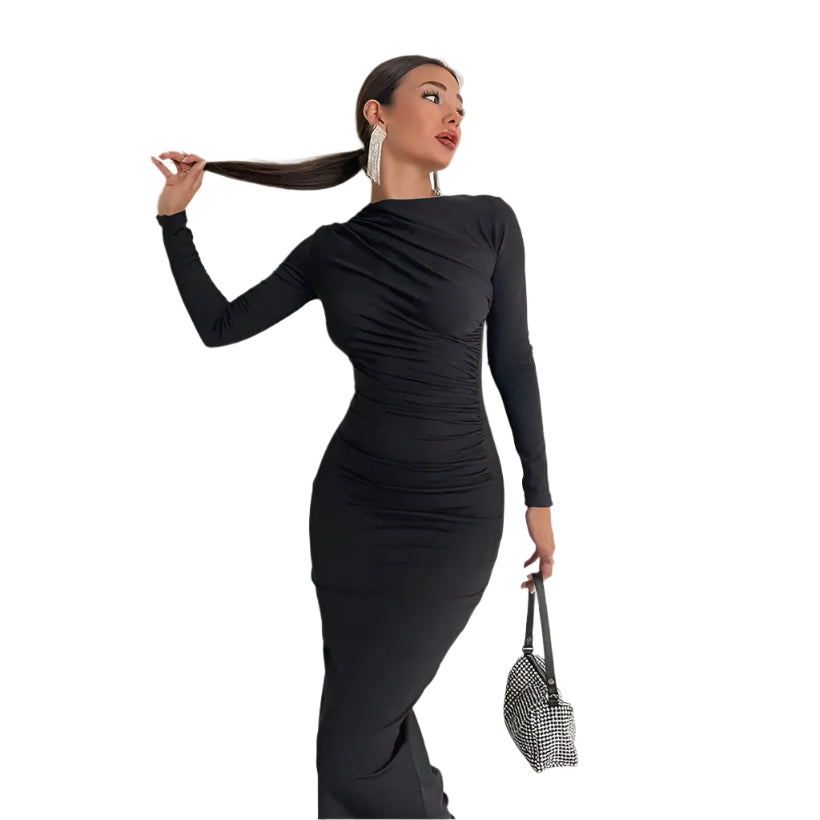 Women's Ruched Long Sleeve Bodycon Dress @chichicmart