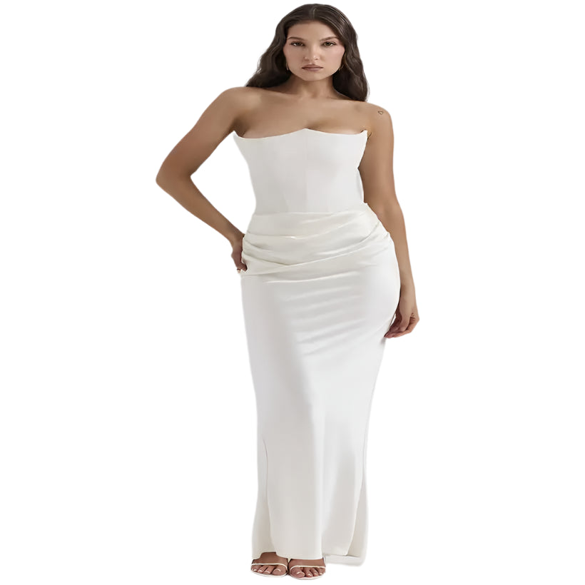 Women's Strapless Off-Shoulder Sleeveless Backless Maxi Dress @chichicart
